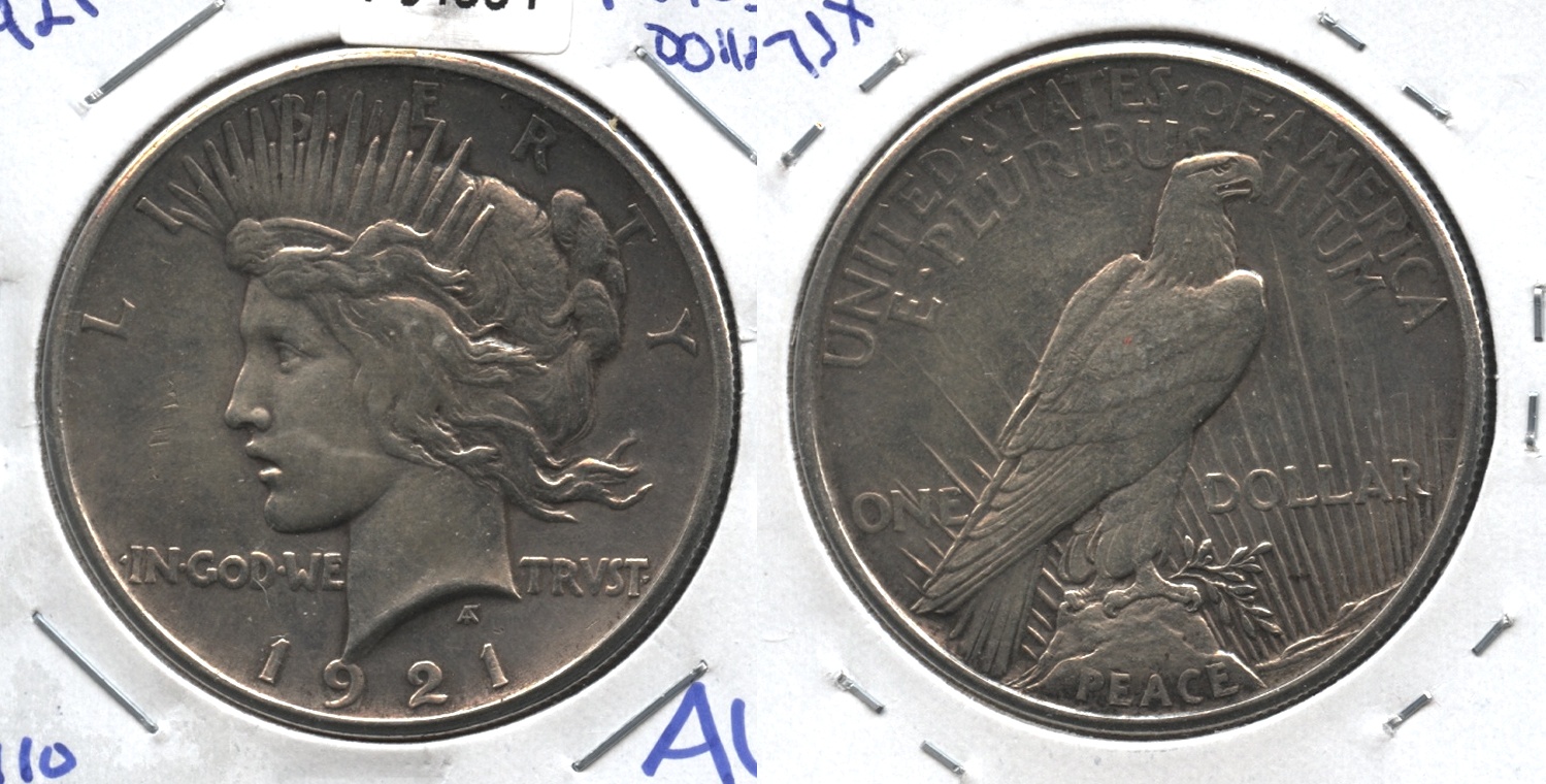 1921 Peace Silver Dollar AU-50 #h Cleaned