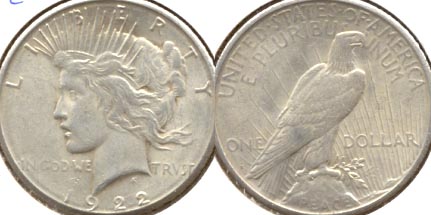 1922-S Peace Silver Dollar AU-50 a
