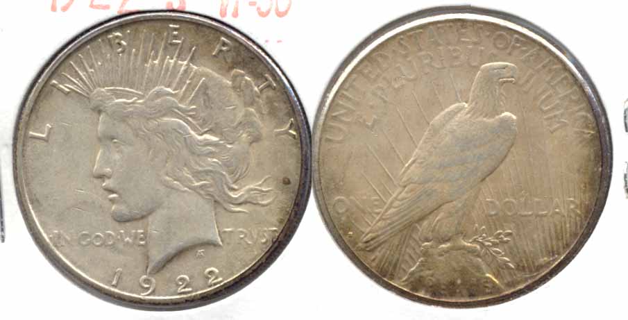 1922-S Peace Silver Dollar VF-30