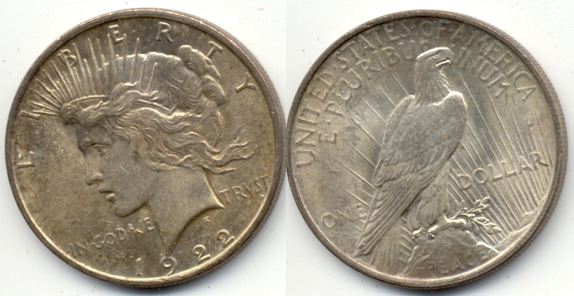 1922 Peace Silver Dollar AU-50 a