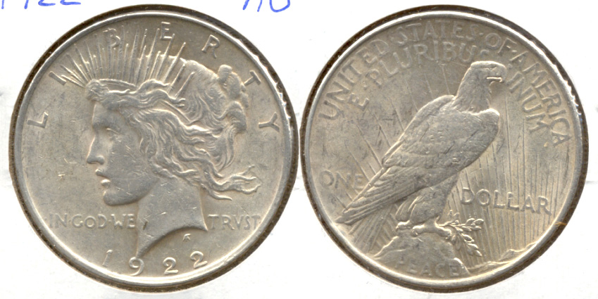 1922 Peace Silver Dollar AU-50 b