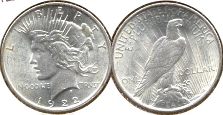 1922 Peace Silver Dollar MS-60 f