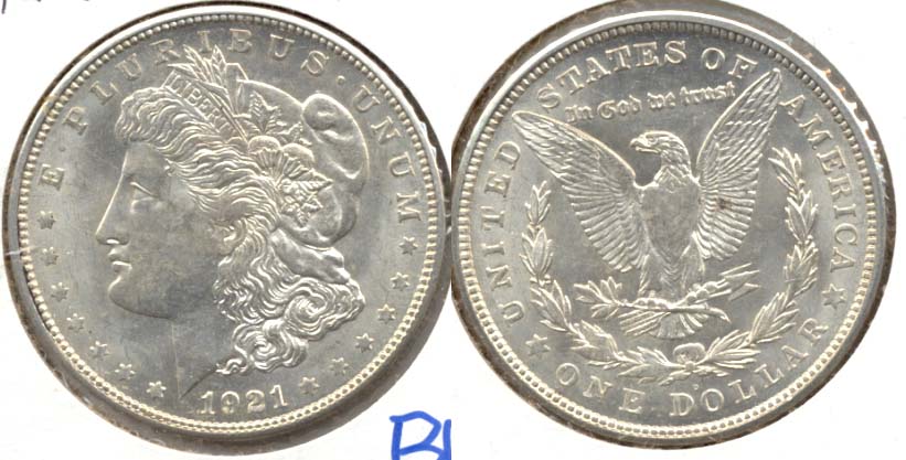 1921-D Morgan Silver Dollar MS-60 b