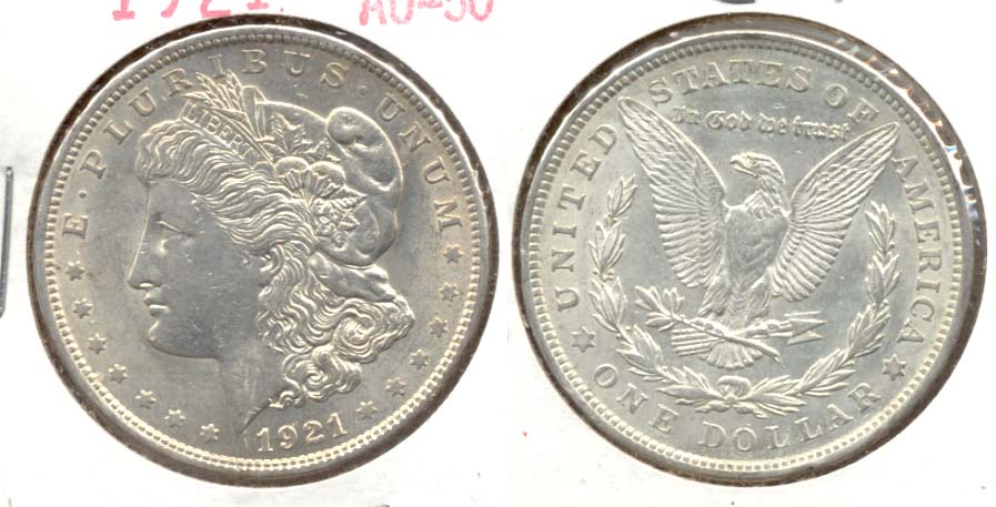 1921 Morgan Silver Dollar AU-50 b
