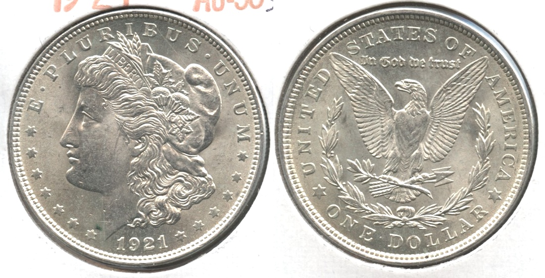 1921 Morgan Silver Dollar AU-50 #p Obverse Scratch