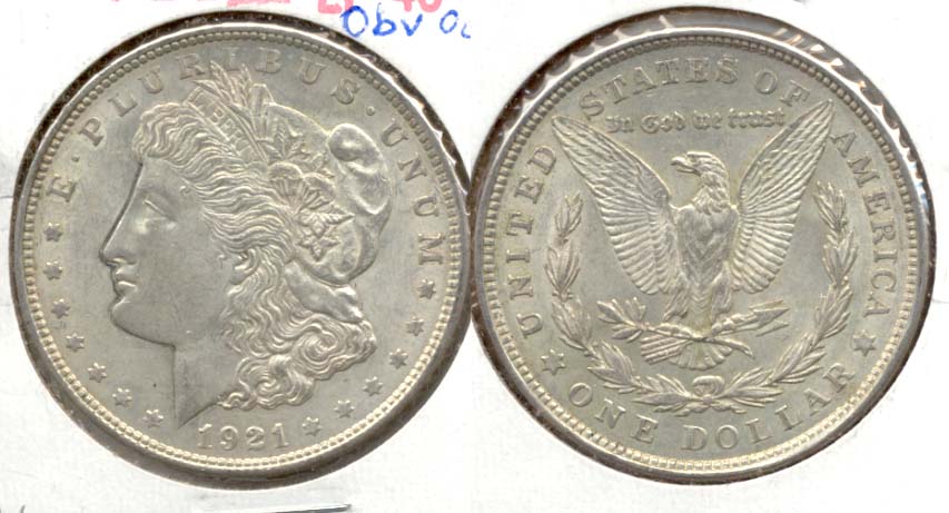 1921 Morgan Silver Dollar EF-40 v Obverse Outline