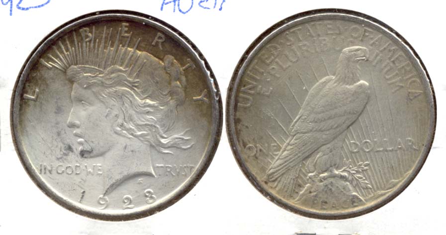 1923 Peace Silver Dollar AU-50 c Cleaned