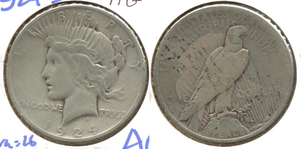 1924-S Peace Silver Dollar AG-3 b