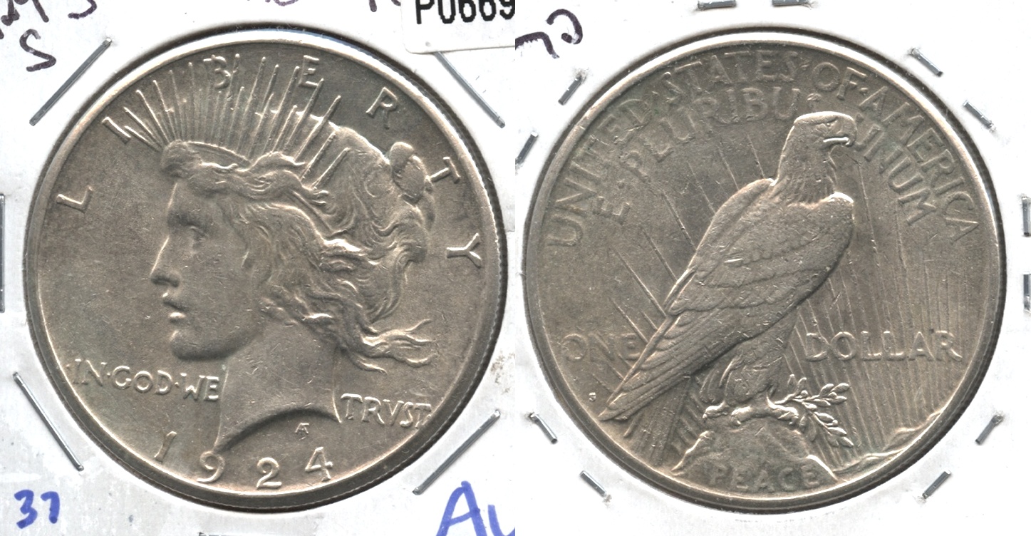 1924-S Peace Silver Dollar AU-50 #a