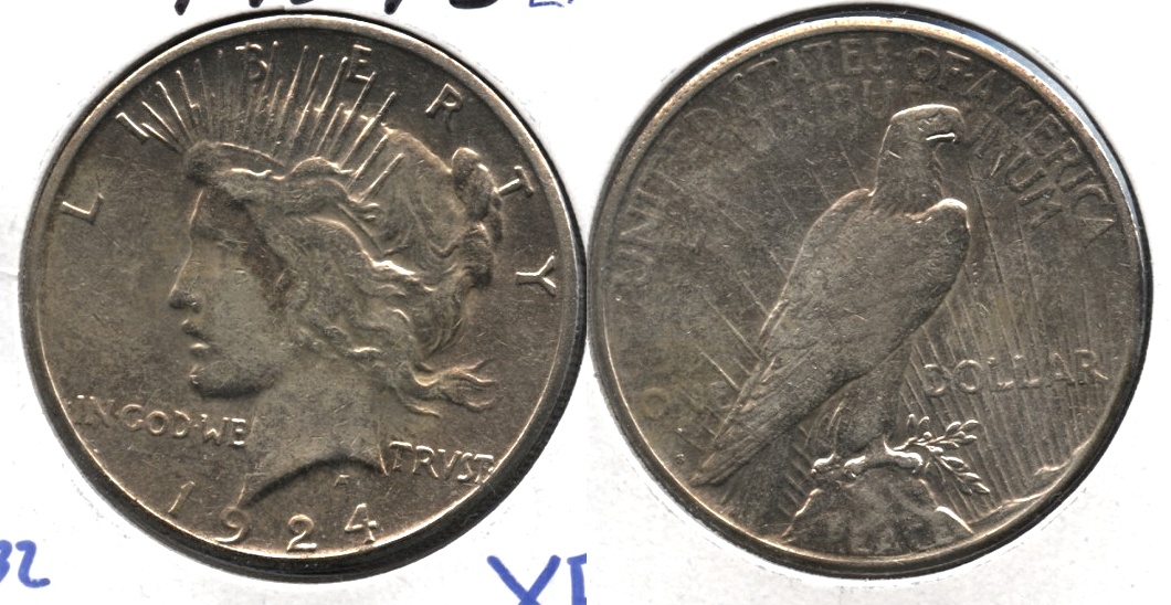 1924-S Peace Silver Dollar EF-40 a