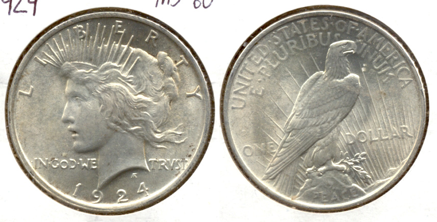 1924 Peace Silver Dollar MS-60 b