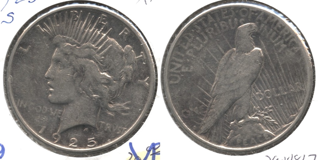 1925-S Peace Silver Dollar VF-20 Light Cleaning