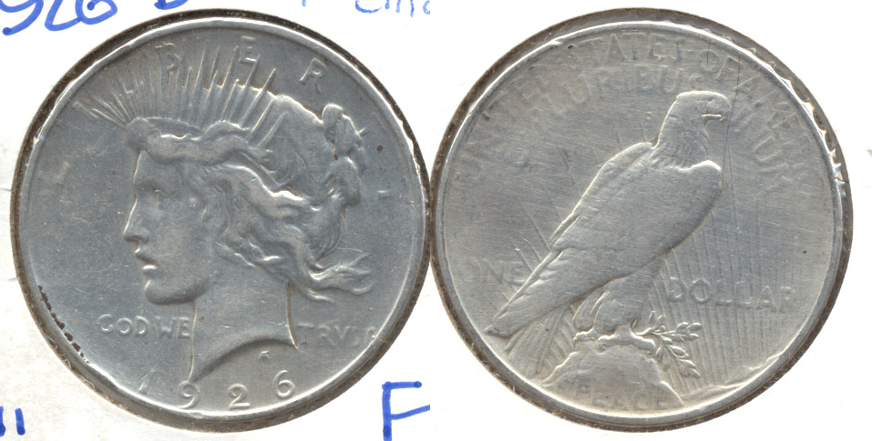 1926-D Peace Silver Dollar Fine-12 Cleaned