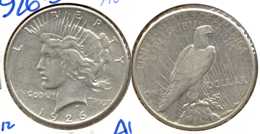 1926-S Peace Silver Dollar AU-50 g