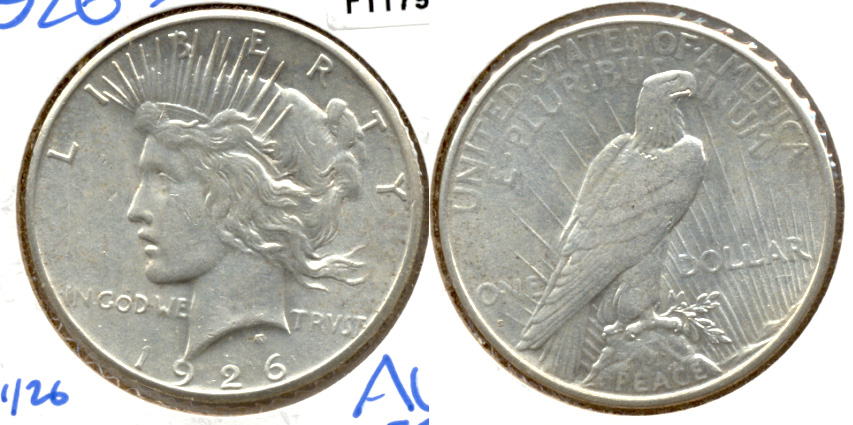1926-S Peace Silver Dollar AU-55 a