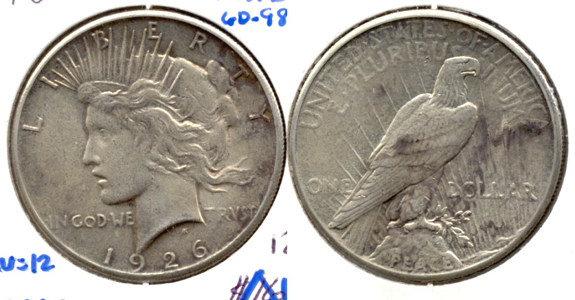 1926 Peace Silver Dollar AU-50 a