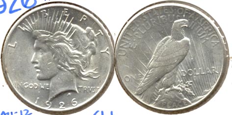 1926 Peace Silver Dollar AU-55 b