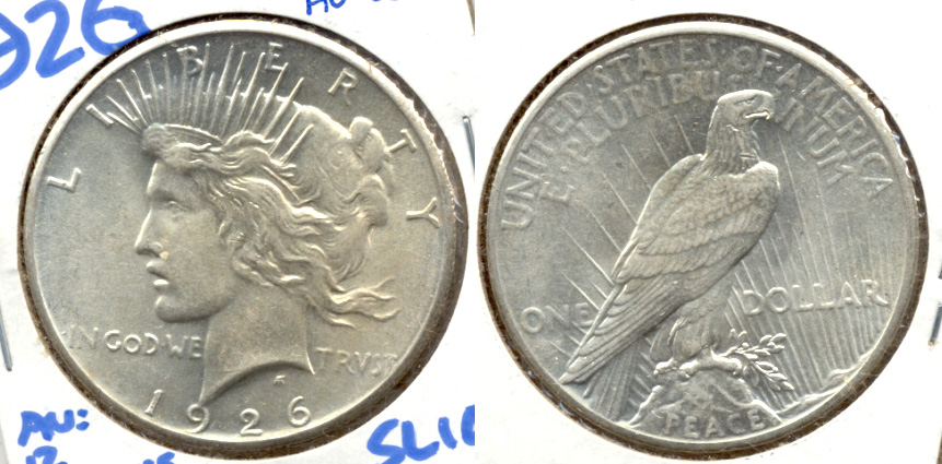 1926 Peace Silver Dollar AU-55 d