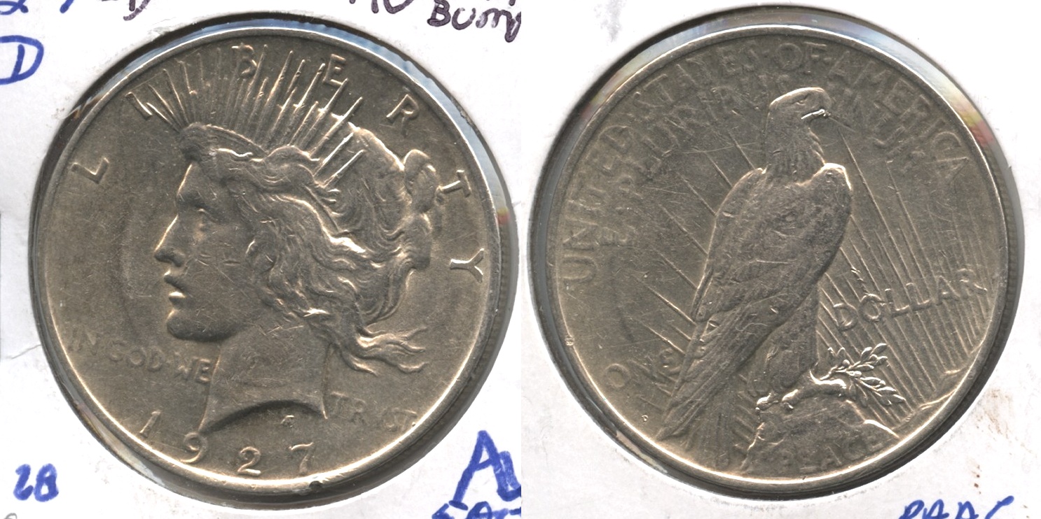 1927-D Peace Silver Dollar AU-50 #c Rim Bump