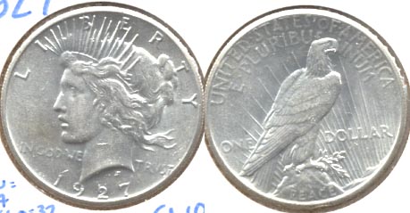 1927 Peace Silver Dollar AU-55 a