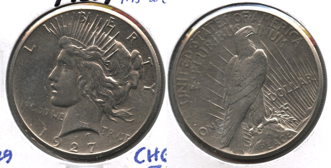 1927 Peace Silver Dollar MS-60 Cleaned