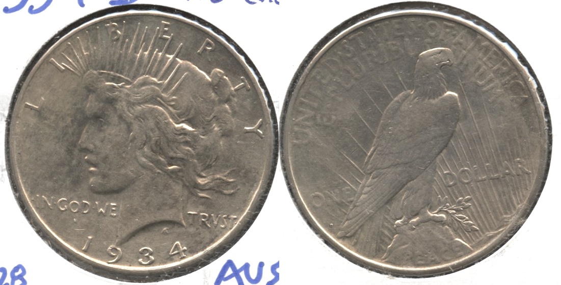 1934-D Peace Silver Dollar AU-50 Cleaned