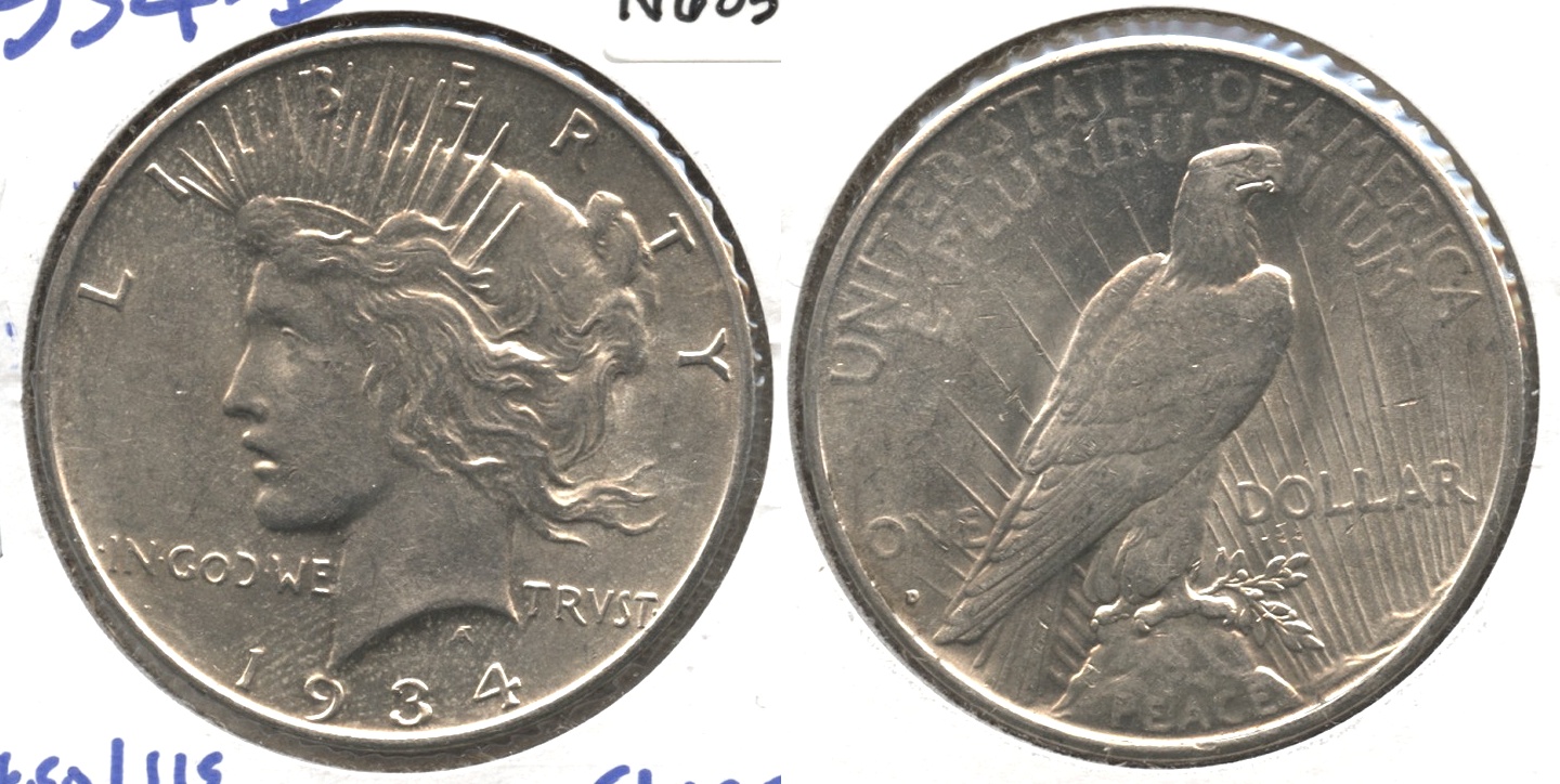 1934-D Peace Silver Dollar AU-55