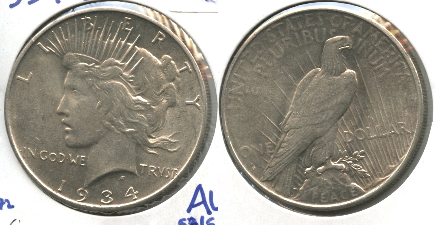 1934-D Peace Silver Dollar AU-55 #c