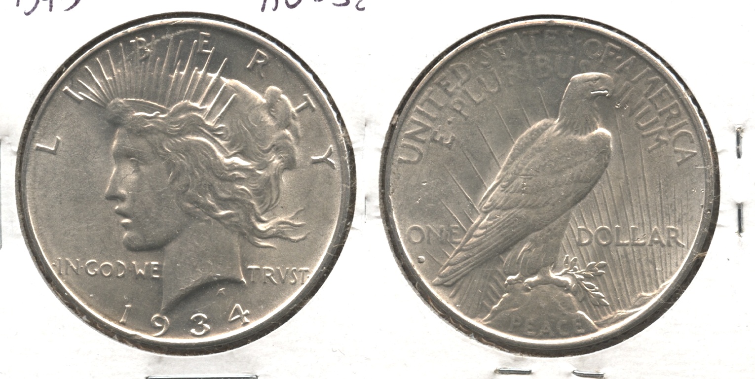 1934-D Peace Silver Dollar AU-58