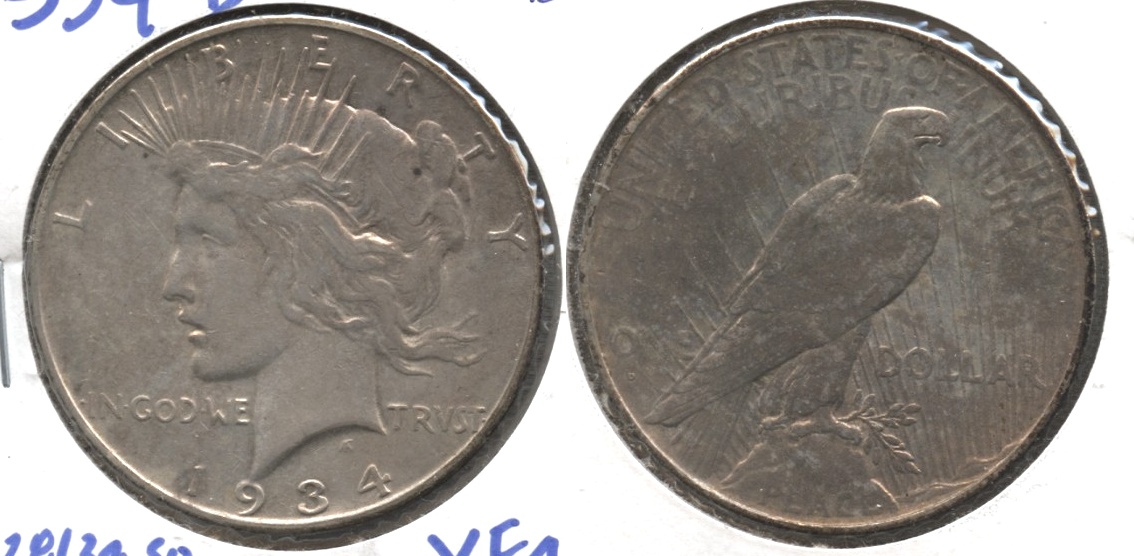 1934-D Peace Silver Dollar EF-45