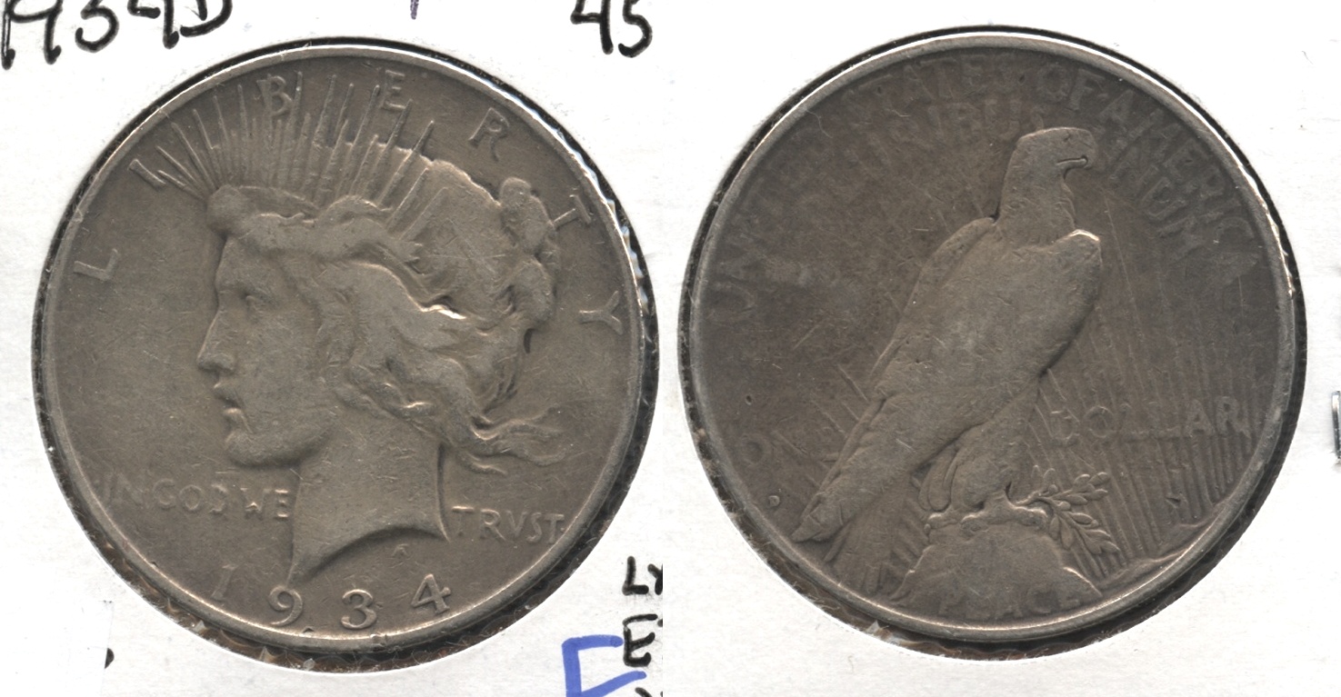 1934-D Peace Silver Dollar Fine-12 #c