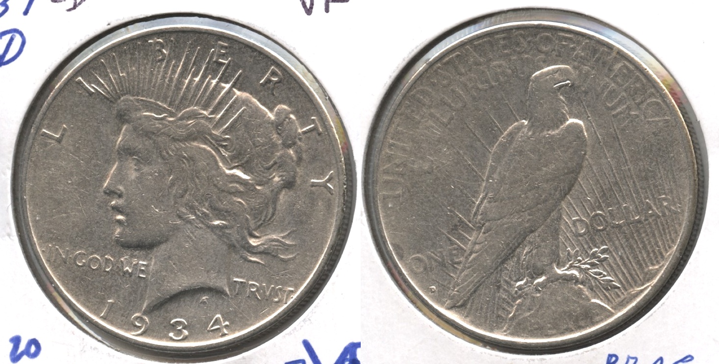 1934-D Peace Silver Dollar VF-20 #b