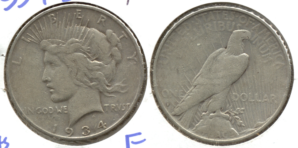 1934-S Peace Silver Dollar Fine-12 a