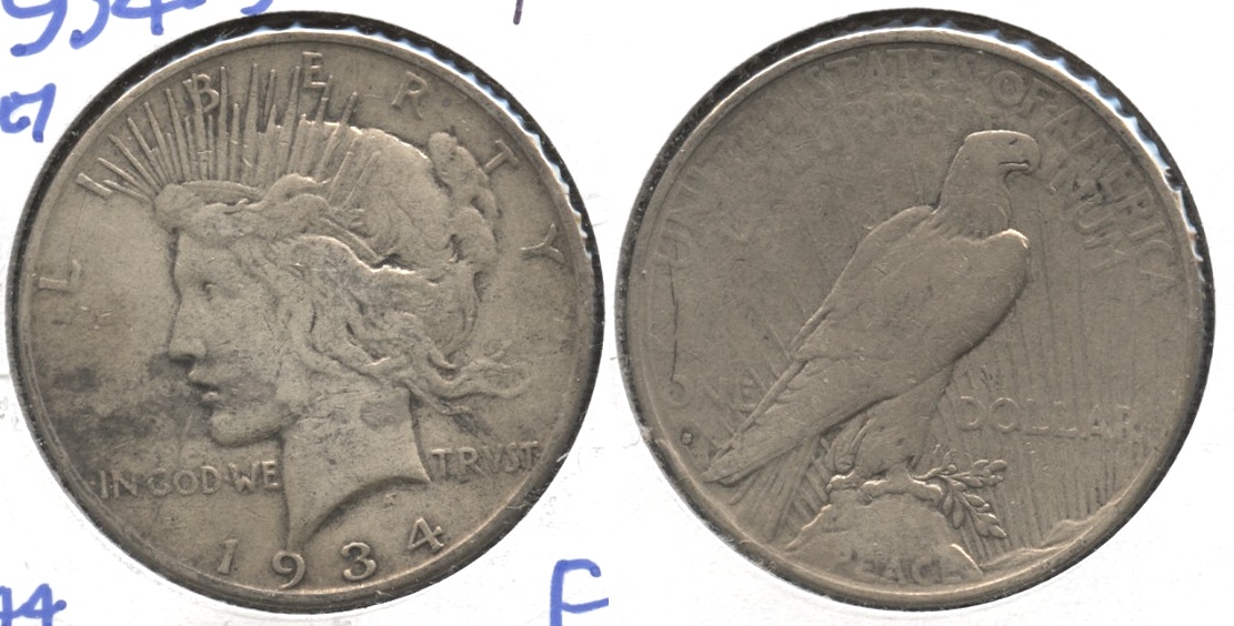 1934-S Peace Silver Dollar Fine-12 #e