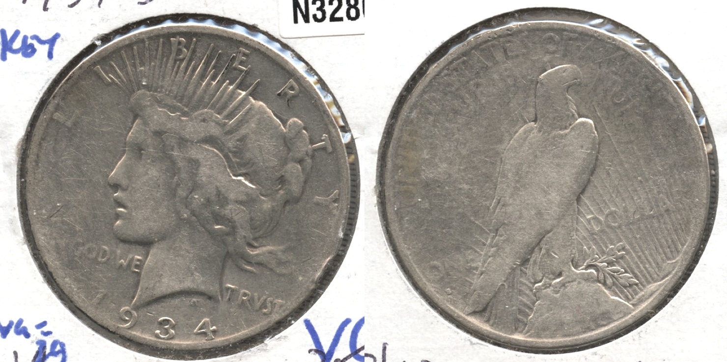 1934-S Peace Silver Dollar Good-4 #g Cleaned