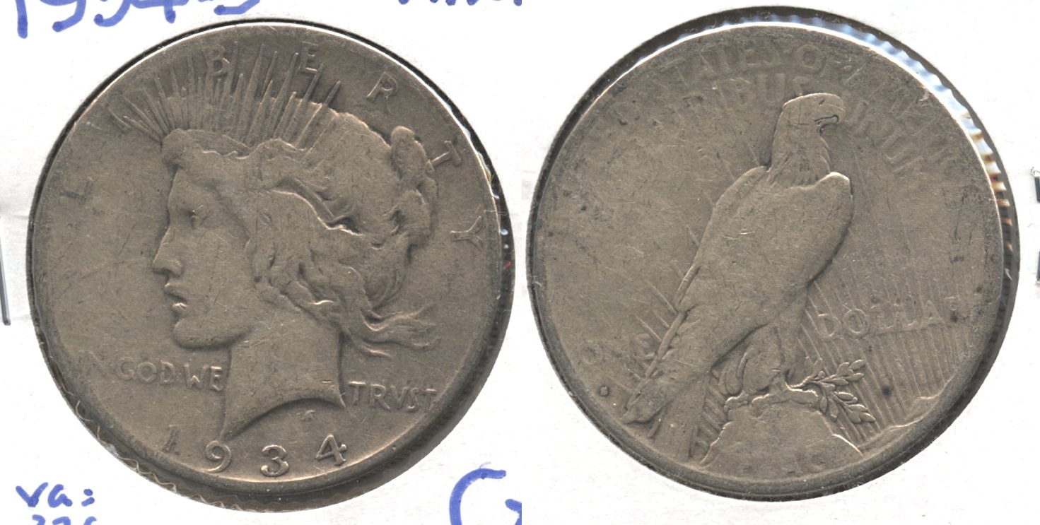 1934-S Peace Silver Dollar Good-4 #h