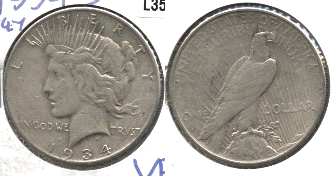 1934-S Peace Silver Dollar VF-20 #b