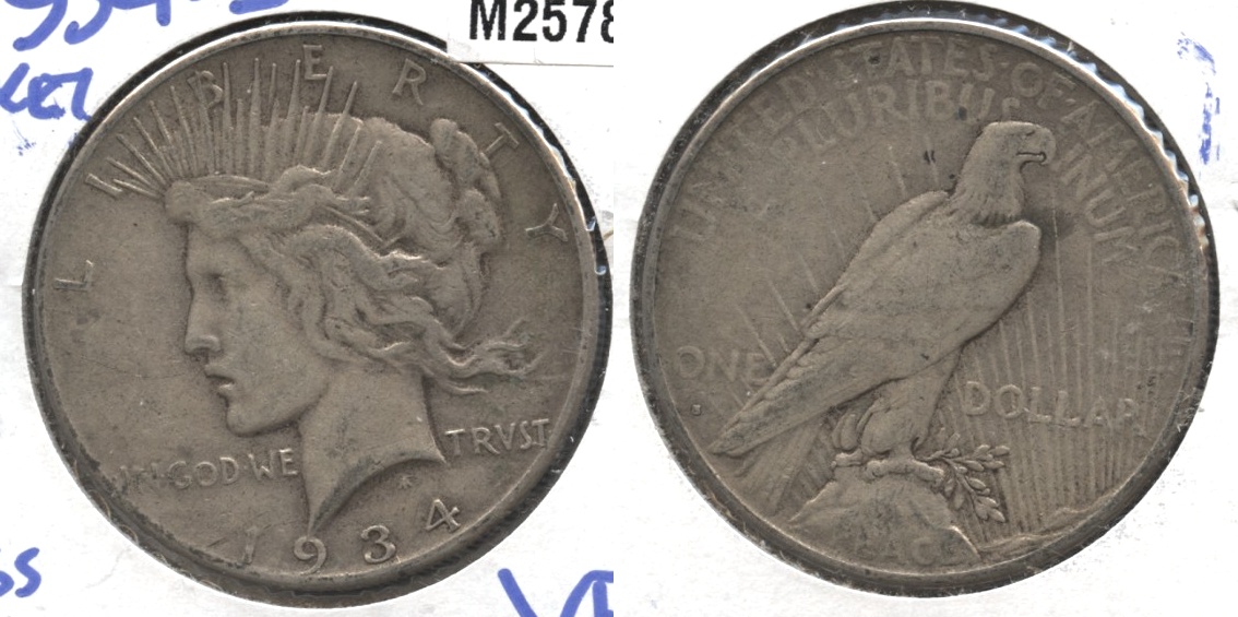 1934-S Peace Silver Dollar VF-20 #d