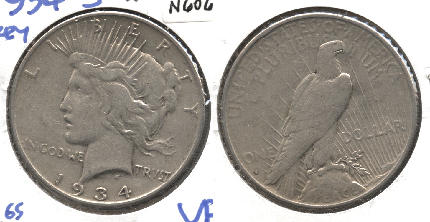 1934-S Peace Silver Dollar VF-20 #f