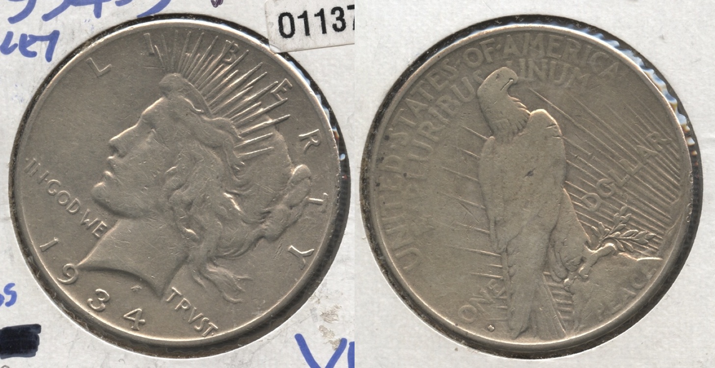 1934-S Peace Silver Dollar VF-20 #g