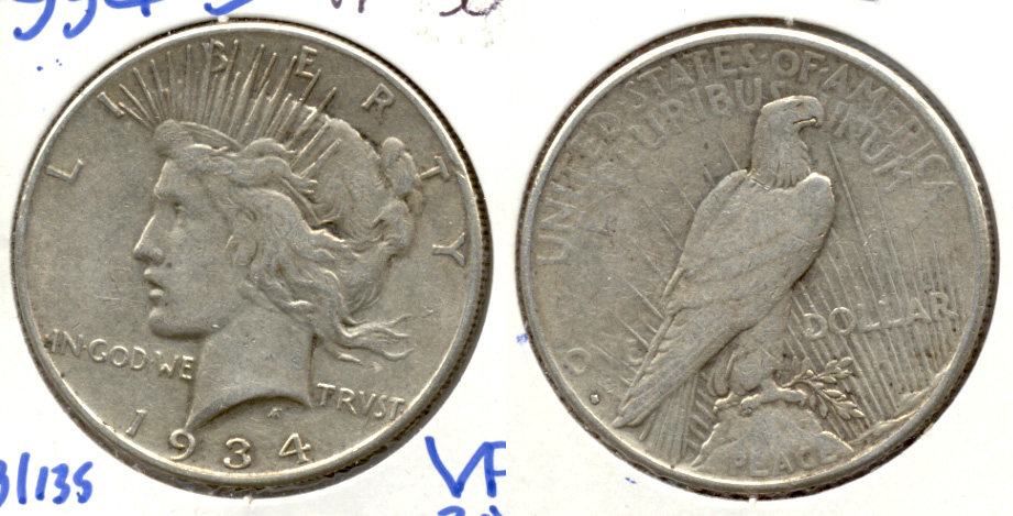 1934-S Peace Silver Dollar VF-30
