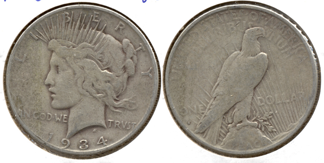1934-S Peace Silver Dollar VG-8