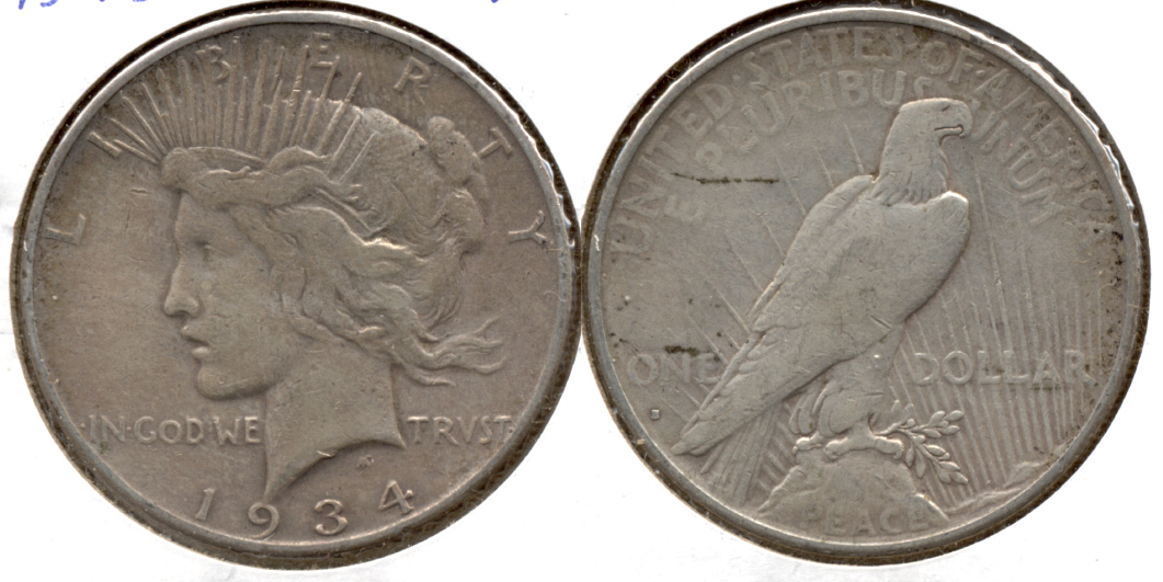 1934-S Peace Silver Dollar VG-8 a