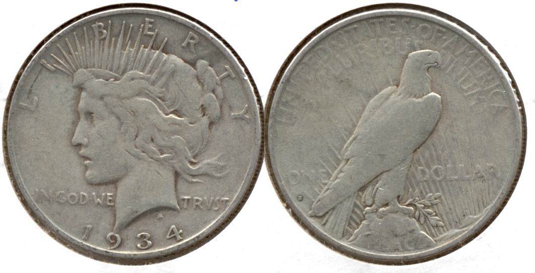1934-S Peace Silver Dollar VG-8 d