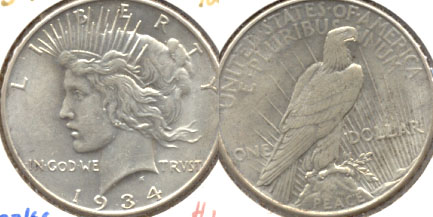 1934 Peace Silver Dollar AU-50 b