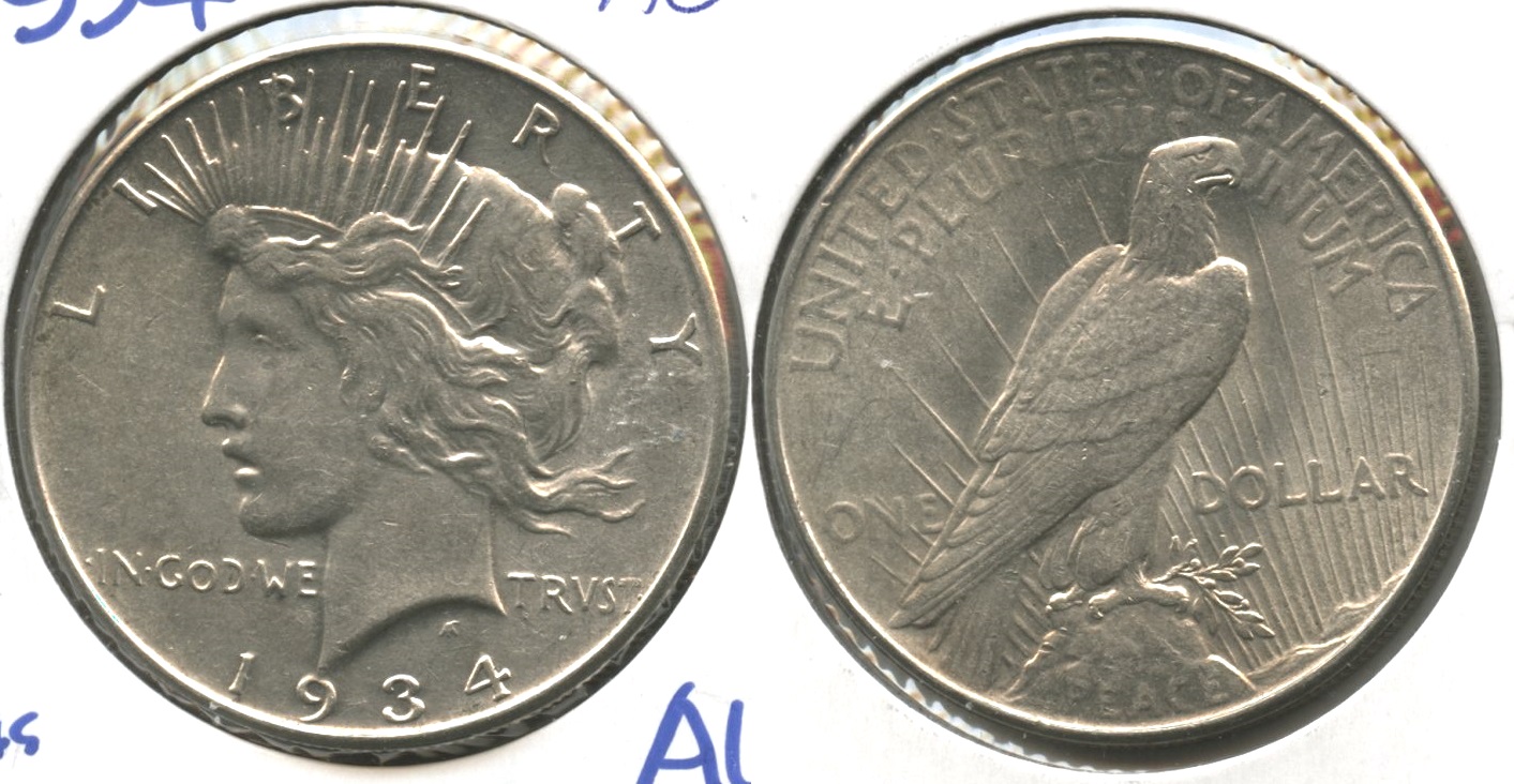 1934 Peace Silver Dollar AU-50 #h