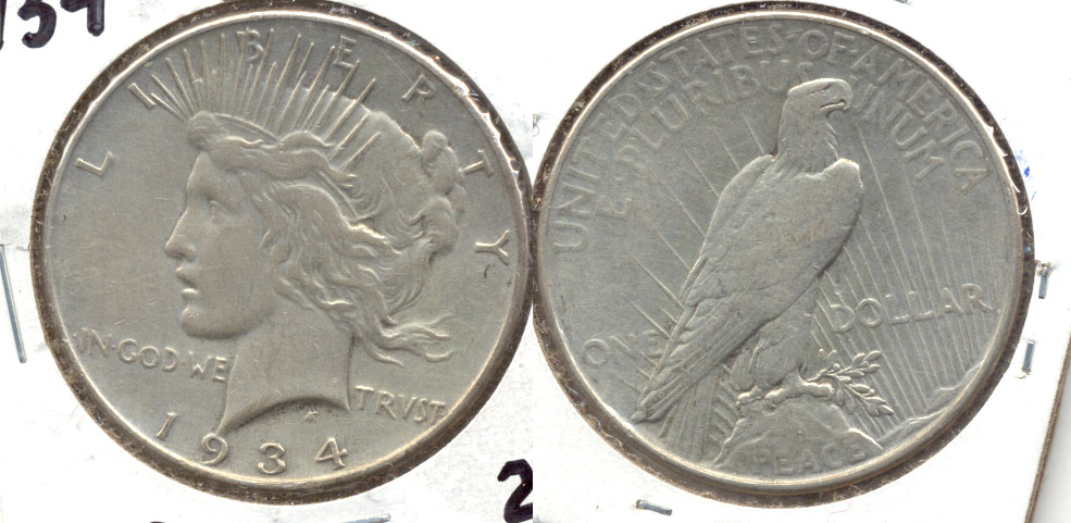1934 Peace Silver Dollar EF-40 Lightly Cleaned