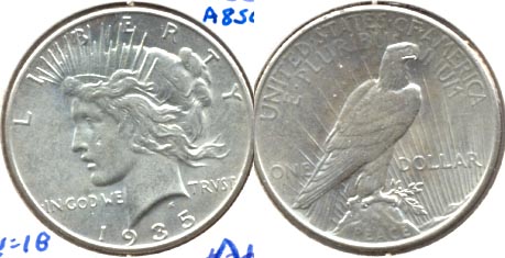 1935 Peace Silver Dollar AU-50
