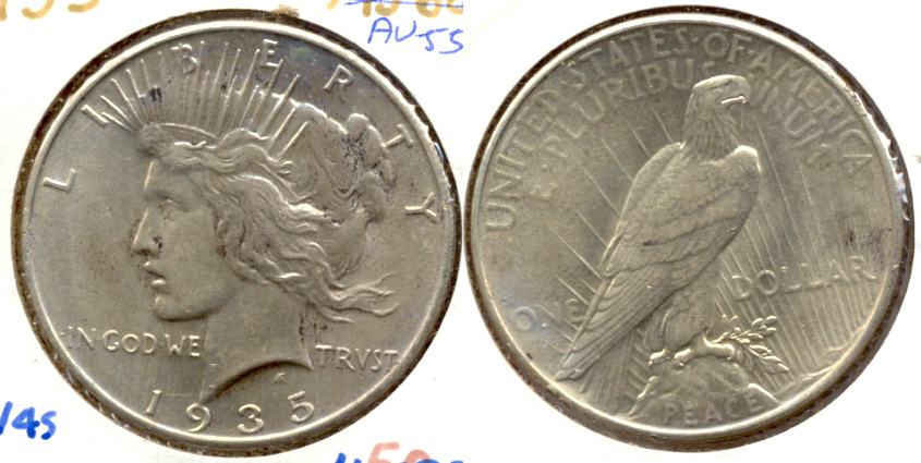 1935 Peace Silver Dollar AU-55 a