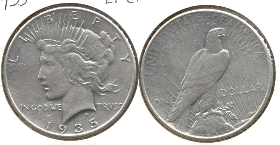 1935 Peace Silver Dollar EF-40 Cleaned